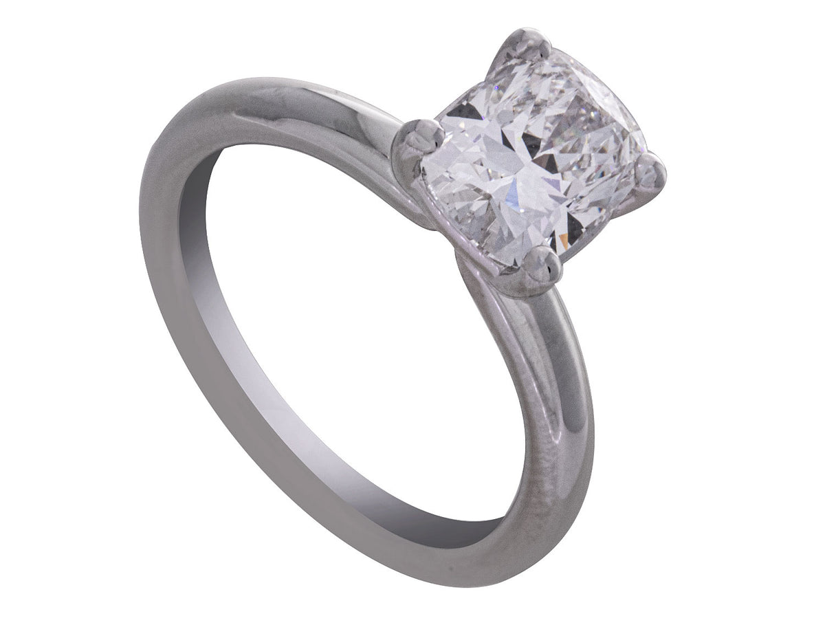 2ct. Cushion Cut Newborn Lab Created Solitaire Engagement Ring in 14K White Gold