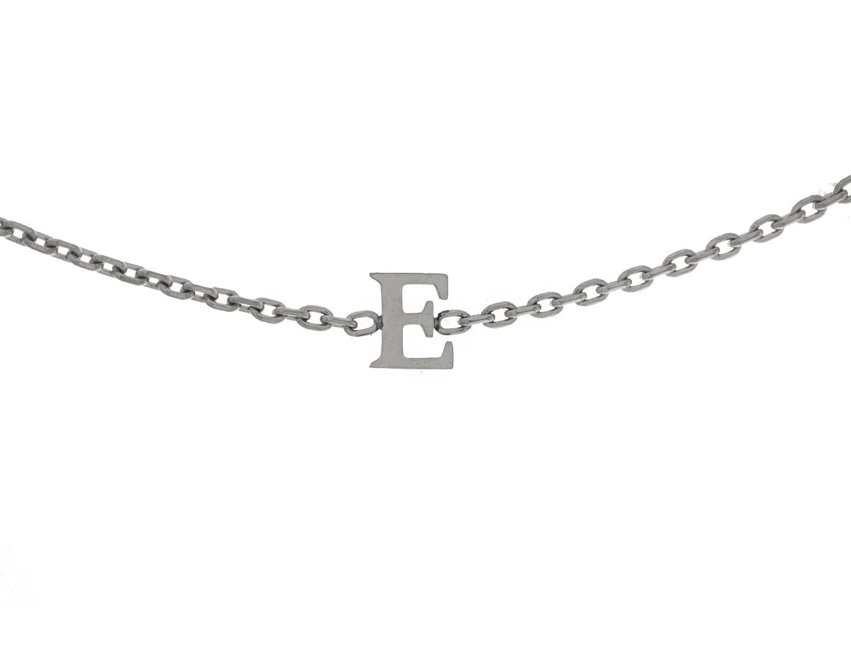 Block Letter E Initial Bracelet in Stainless Steel