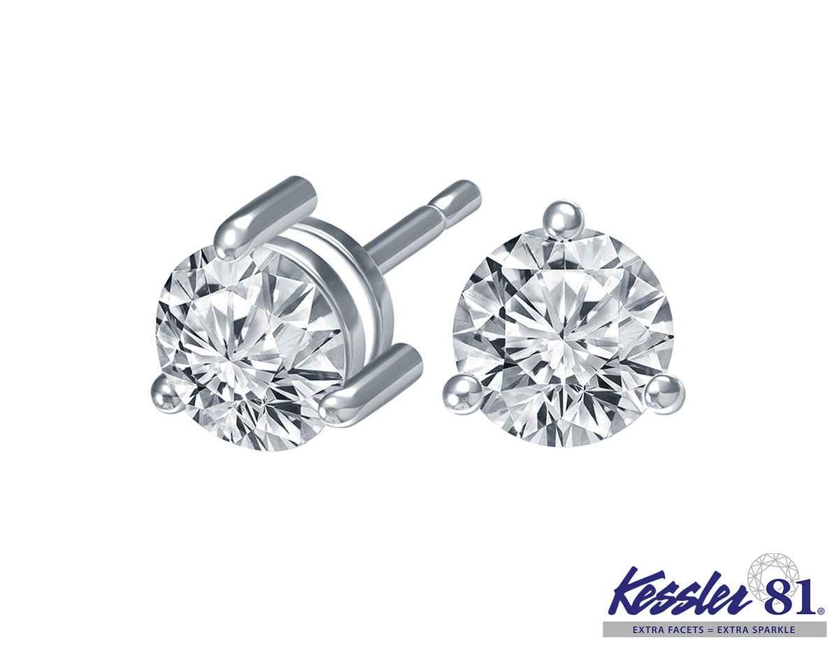 2/5ct. t.w. Kessler 81 Round Diamond Stud Earrings in 14K White Gold