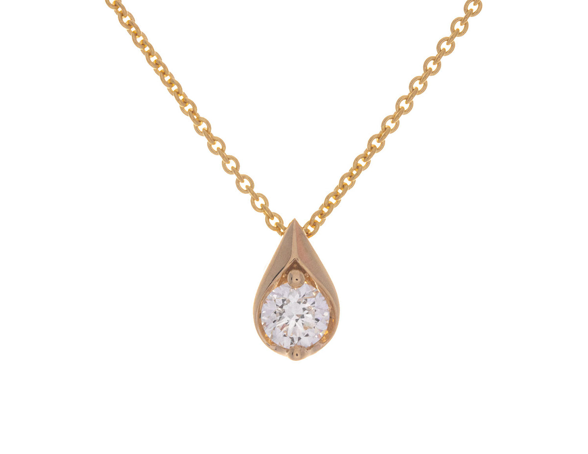 1/4ct. Diamond Teardrop Solitaire Pendant in 14K Yellow Gold