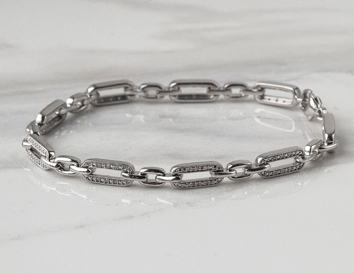 1/7ct. t.w. Paperclip Link Diamond Bracelet in Sterling Silver