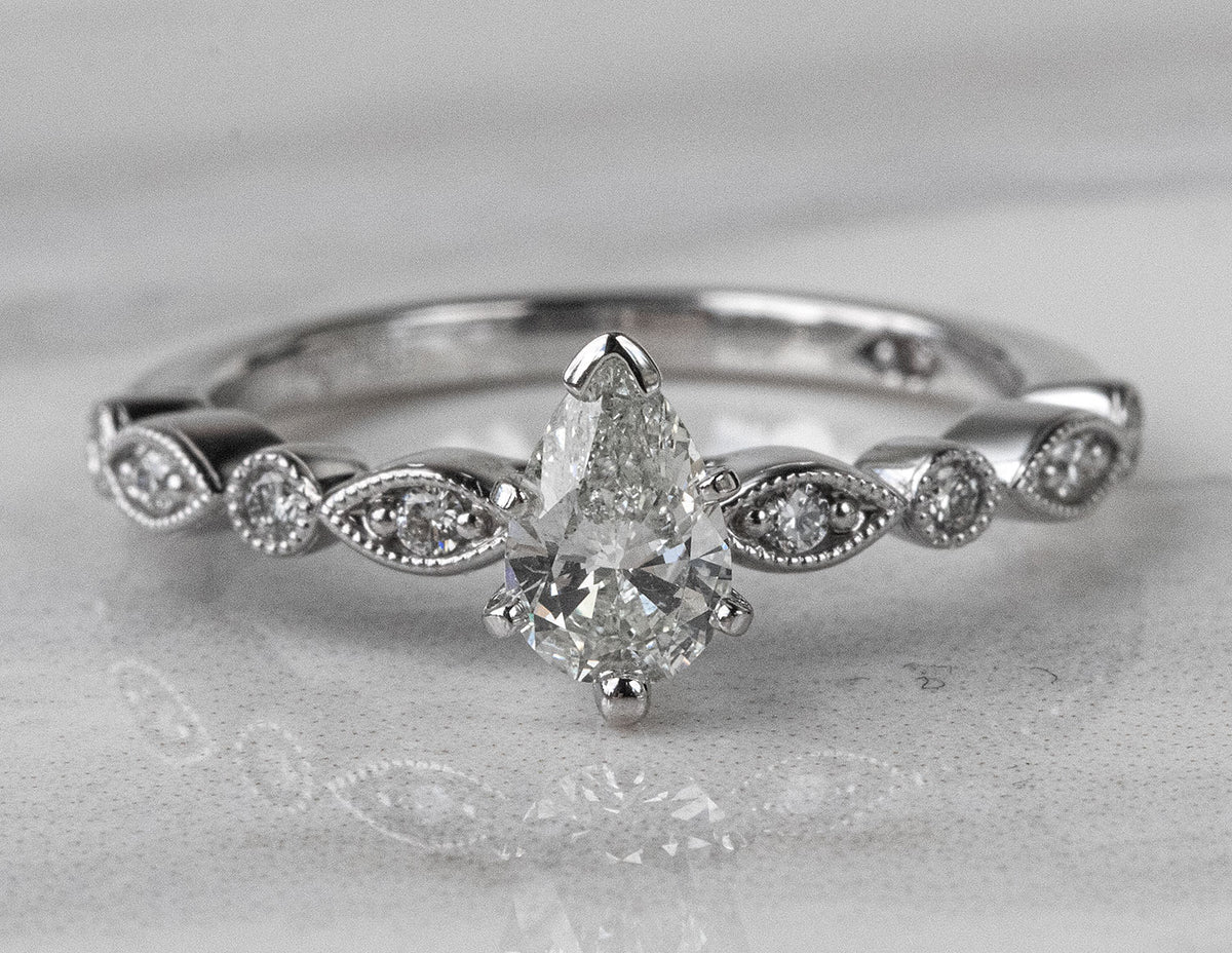 5/8ct. t.w. Pear Cut Newborn Lab Created Diamond Engagement Ring in 14K White Gold