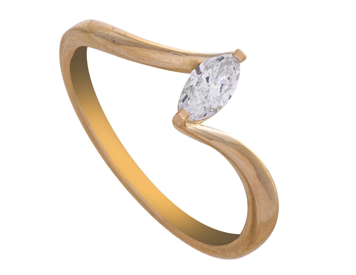 1/4ct. Marquise Cut Newborn Lab Created Diamond Promise Ring in 10K Yellow Gold