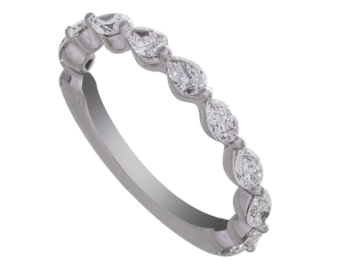 1ct. t.w. Pear Cut Newborn Lab Created Diamond Anniversary Ring in 14K White Gold