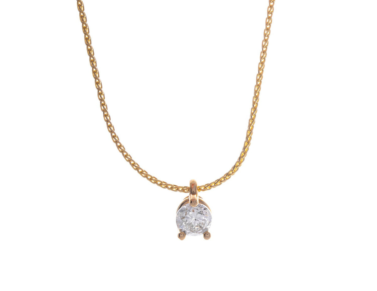1/4ct. Round Cut Kessler 81 Diamond 3-Prong Raindrop Pendant in 14K Yellow Gold
