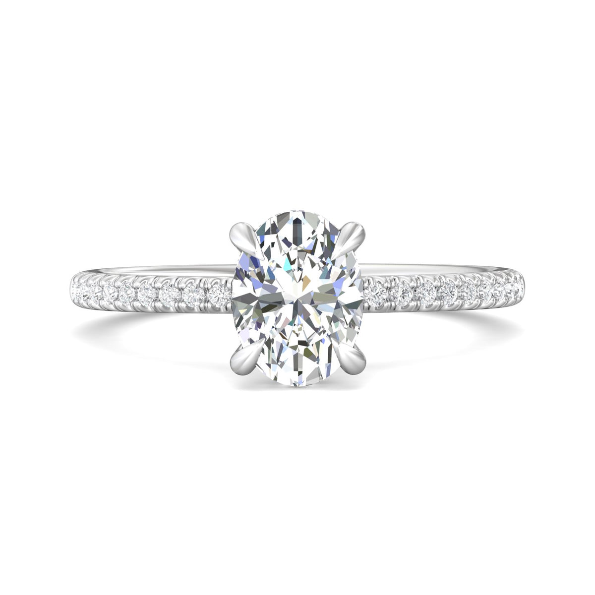 1/5ct. t.w. Oval Cut Diamond Engagement Ring in 14K White Gold