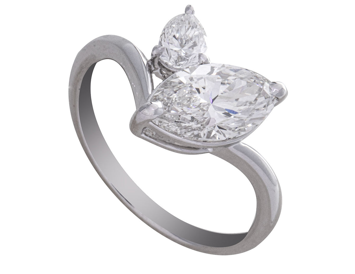 1 3/4ct. t.w. Newborn Lab Created Diamond 2-Stone Ring in 14K White Gold