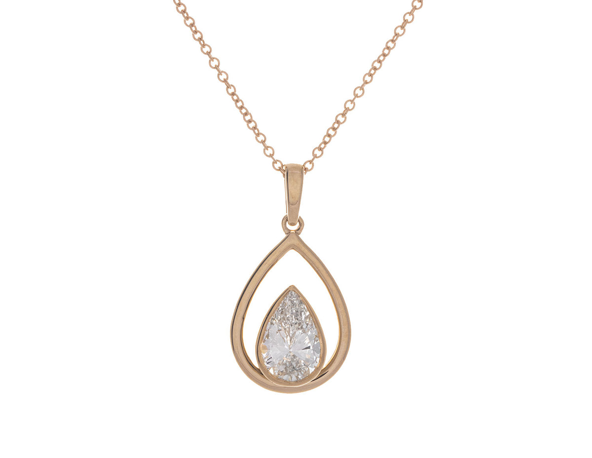 1ct. Pear Lab Grown Diamond Solitaire Pendant in 14K Yellow Gold