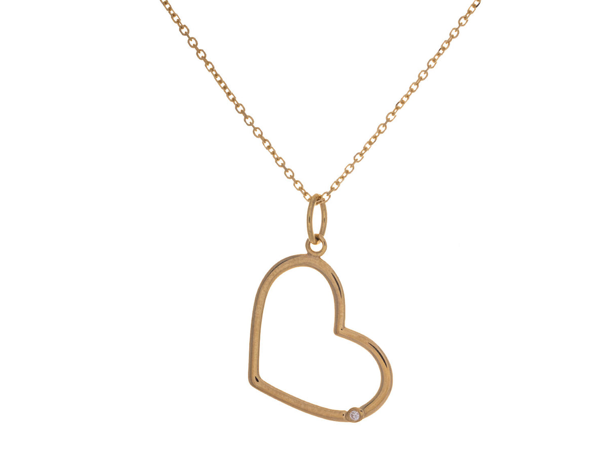 .01ct. Diamond Open Heart Pendant in 14K Yellow Gold