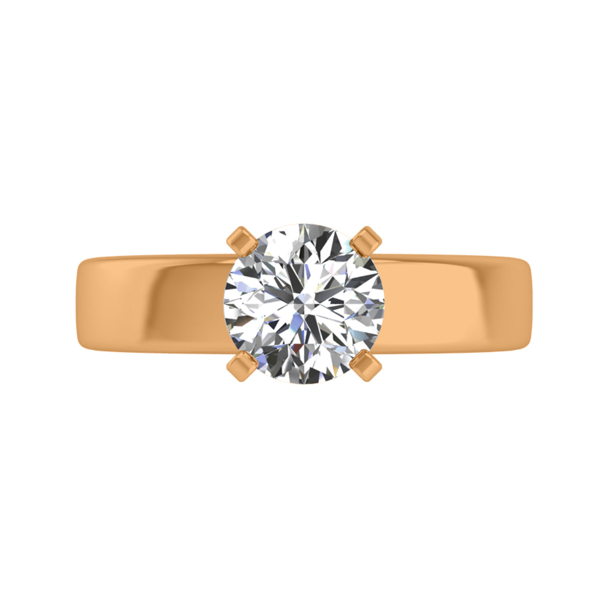 4mm. Solitaire Engagement Ring in 14K Yellow Gold