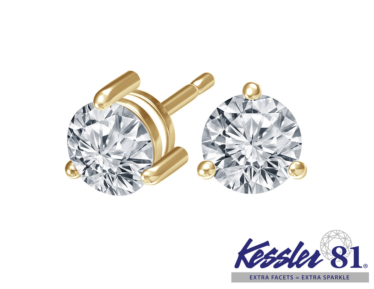 2/5ct. t.w. Kessler 81 Round Diamond Stud Earrings in 14K Yellow Gold