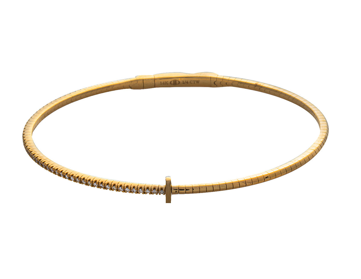 1/4ct. t.w. Diamond Flexie Bangle Bracelet in 14K Yellow Gold