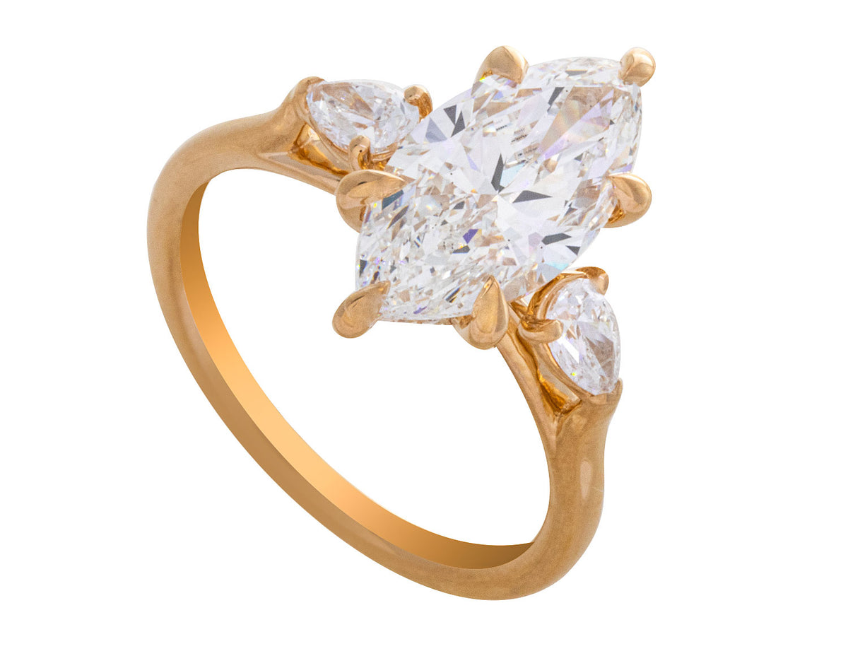3 1/2ct. t.w. Marquise Cut Newborn Lab Created Diamond Engagement Ring in 14K Yellow Gold