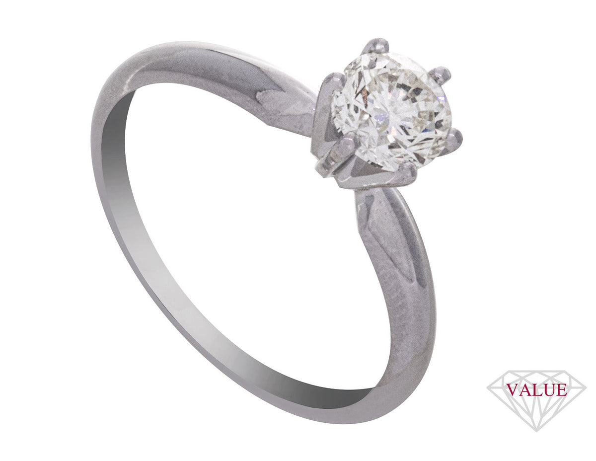 3/4ct. Round Cut Solitaire Diamond Engagement Ring in 14K White Gold