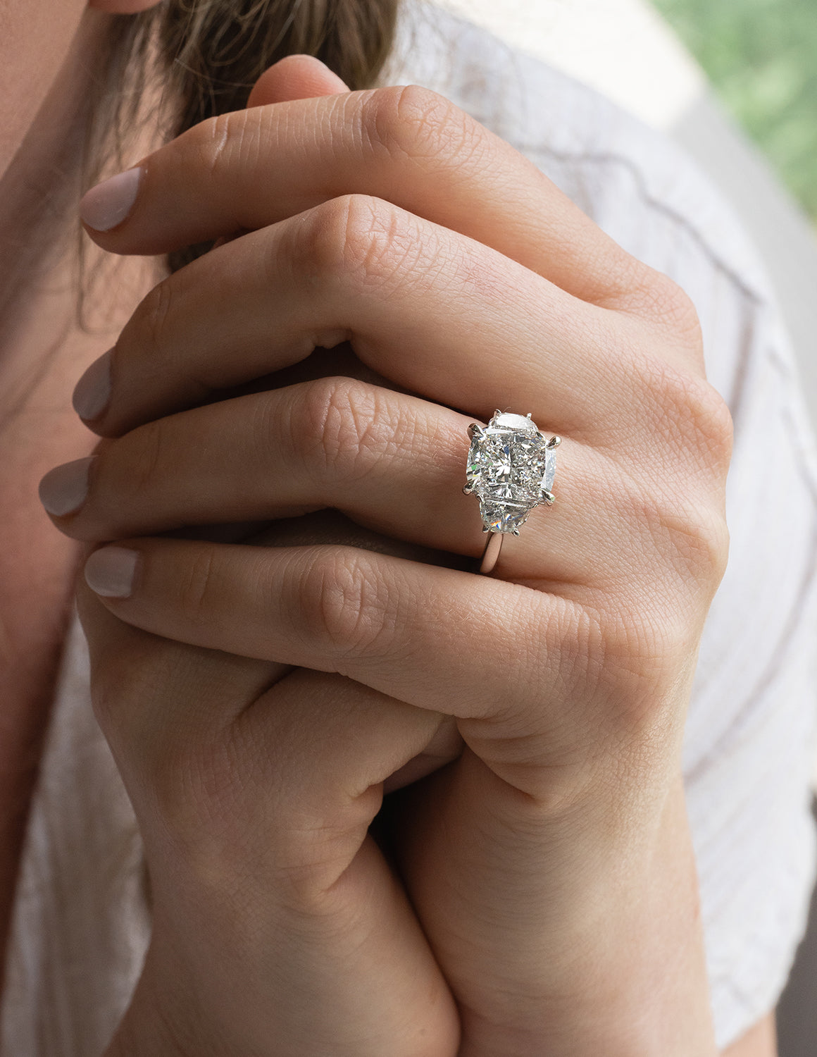 6ct. t.w. Cushion Cut Newborn Lab Created Diamond Engagement Ring in 14K White Gold