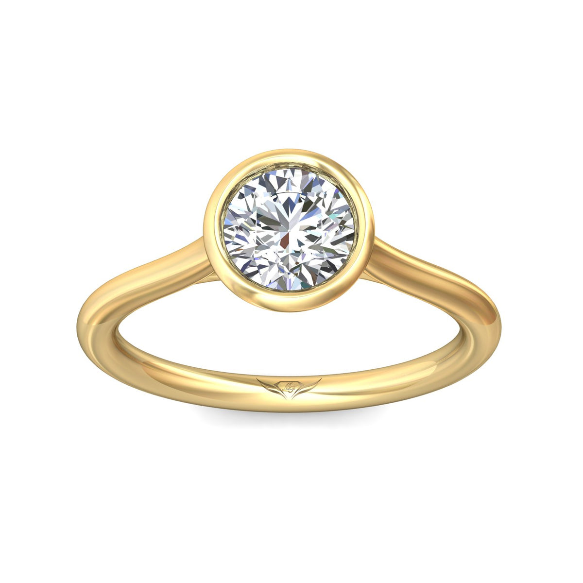 1.8mm Bezel Set Solitaire Engagement Ring in 14K Yellow Gold