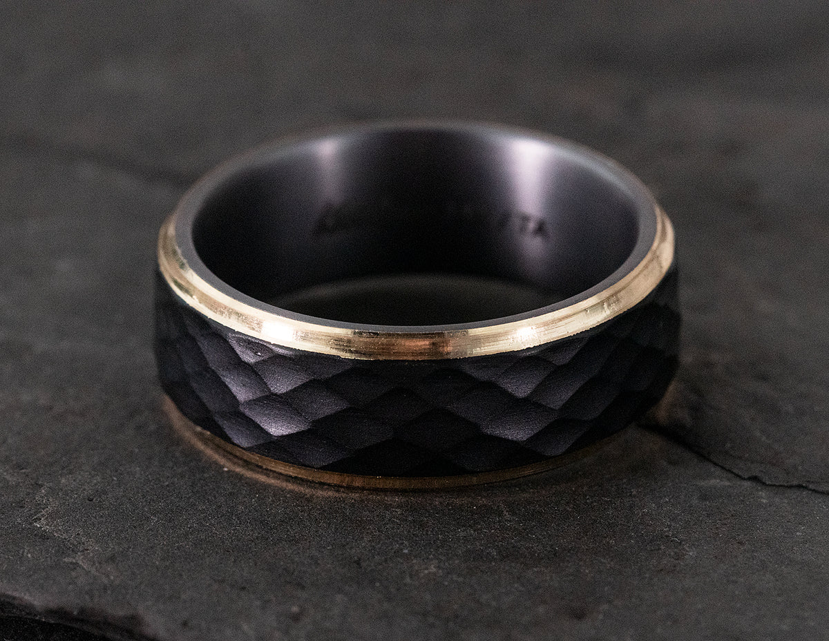 Comfort Fit Gents Wedding Ring in 14K Yellow Gold and Tantalum