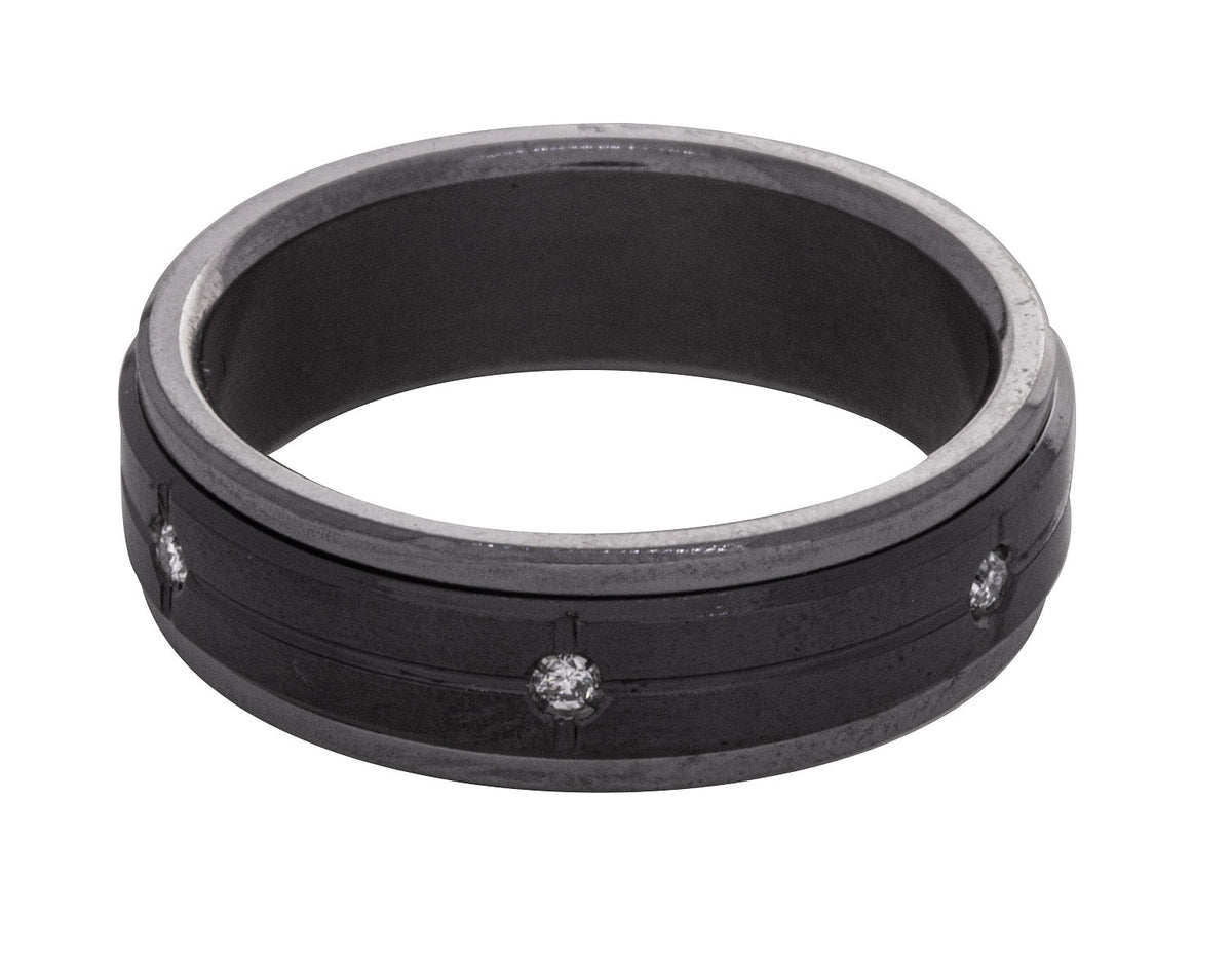 1/8ct. t.w. Diamond Men's Wedding Band in Grey Tantalum and Black Titanium