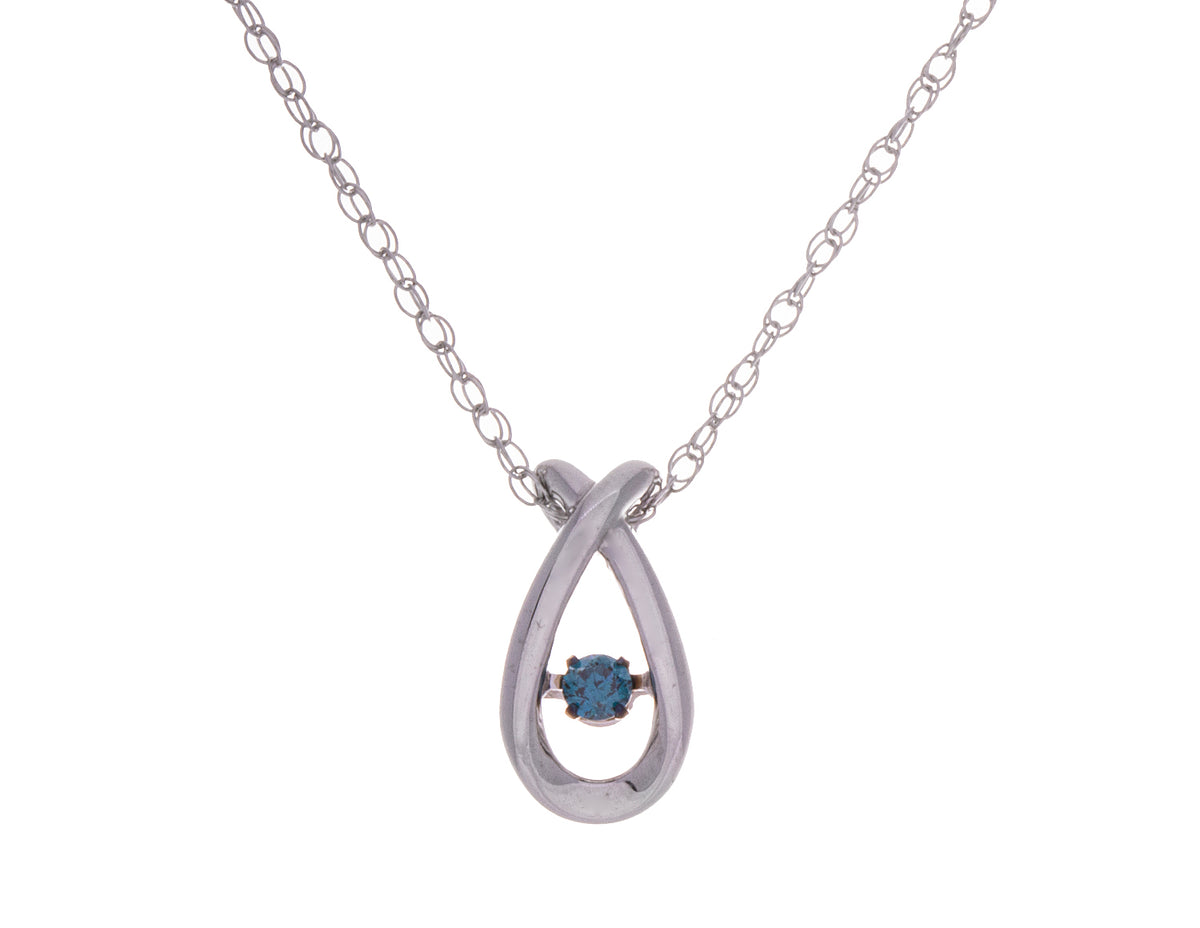 1/14ct. Blue Shimmering Diamond Pendant in Sterling Silver