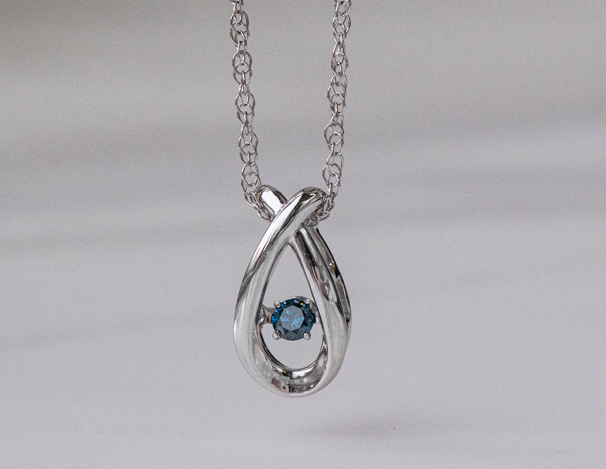 1/14ct. Blue Shimmering Diamond Pendant in Sterling Silver