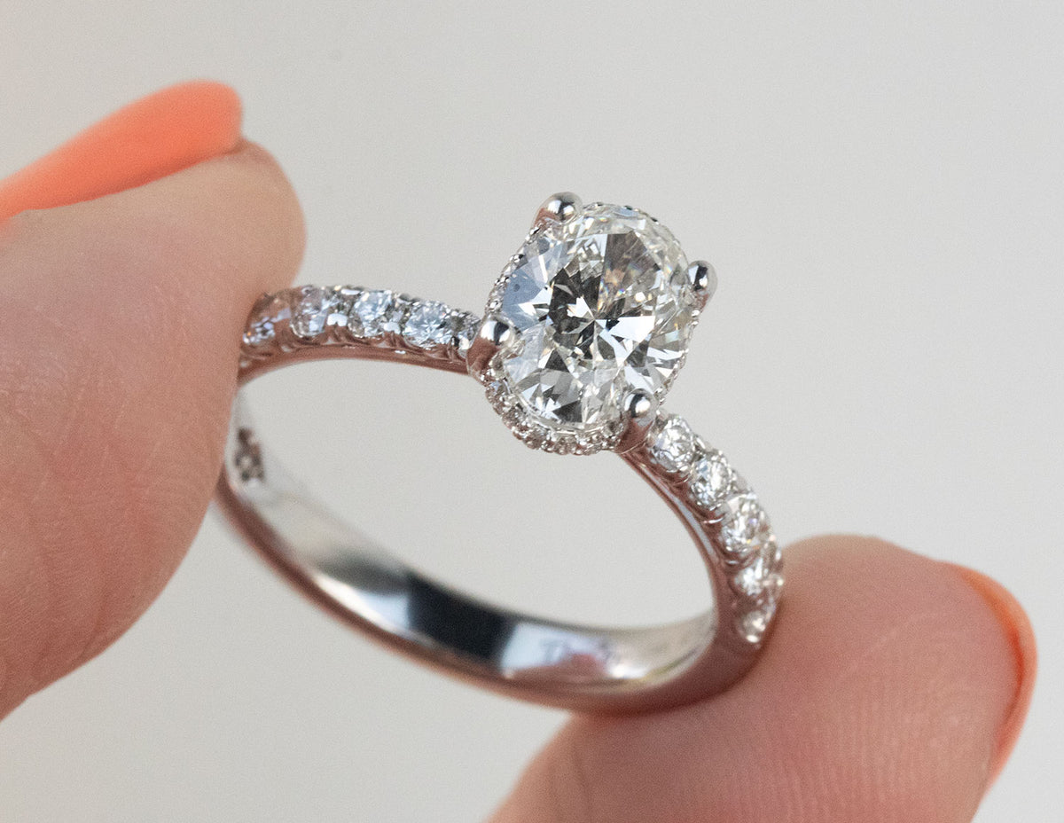 1 1/2ct. t.w. Oval Cut Newborn Lab Created Diamond Engagement Ring in 14K White Gold
