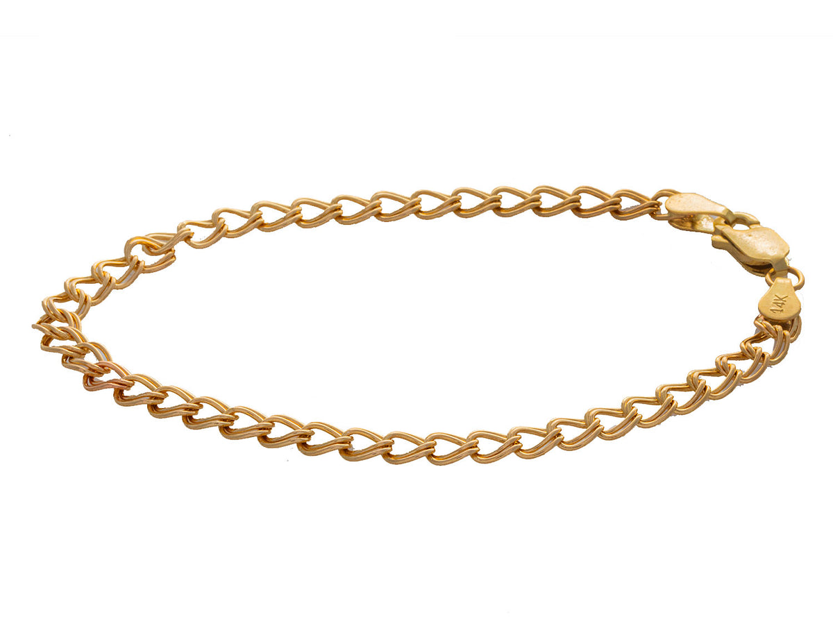 7" Solid Curb Charm Bracelet in 14K Yellow Gold