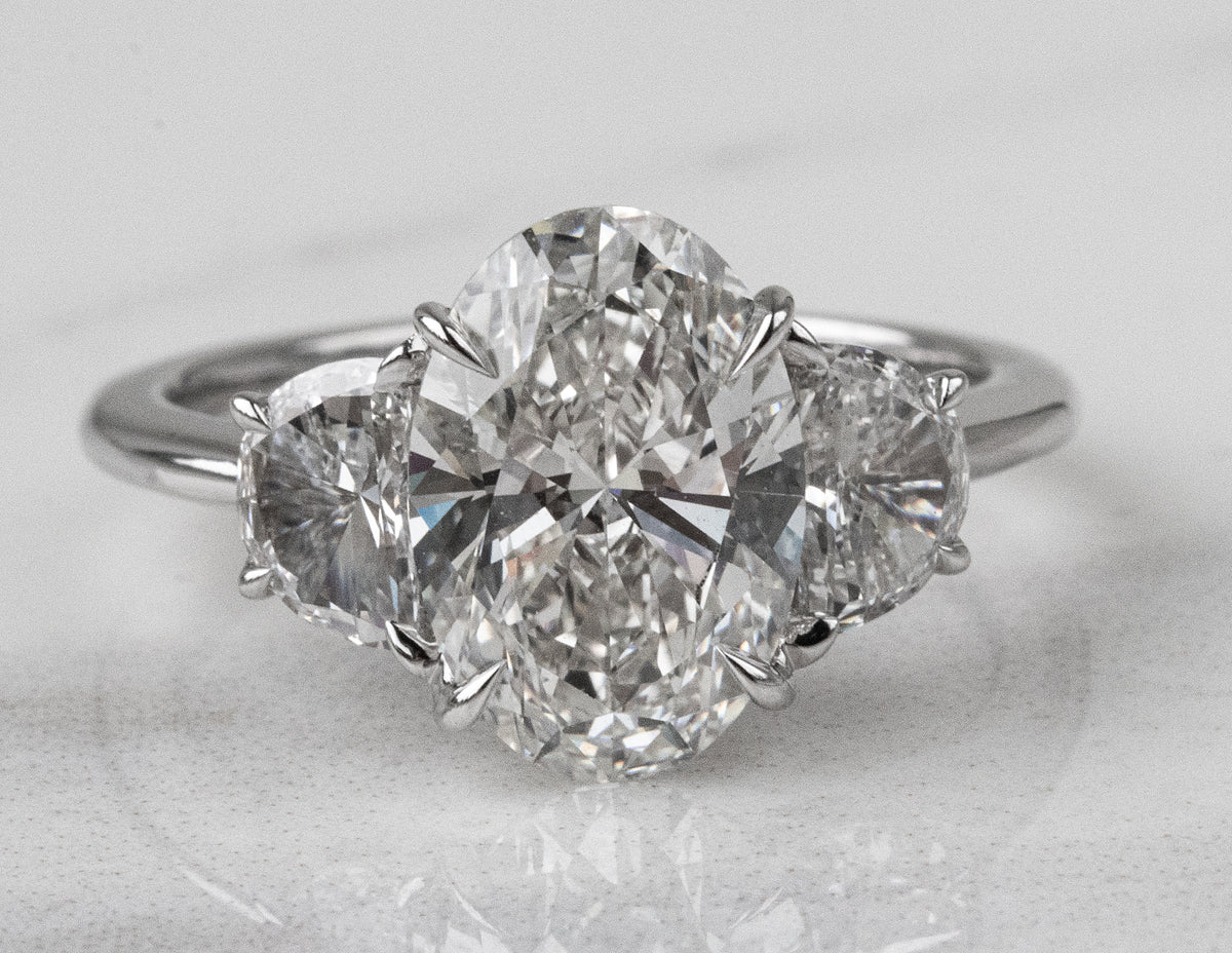 3 7/8ct. t.w. Oval Cut Newborn Lab Created Diamond Engagement Ring in 14K White Gold