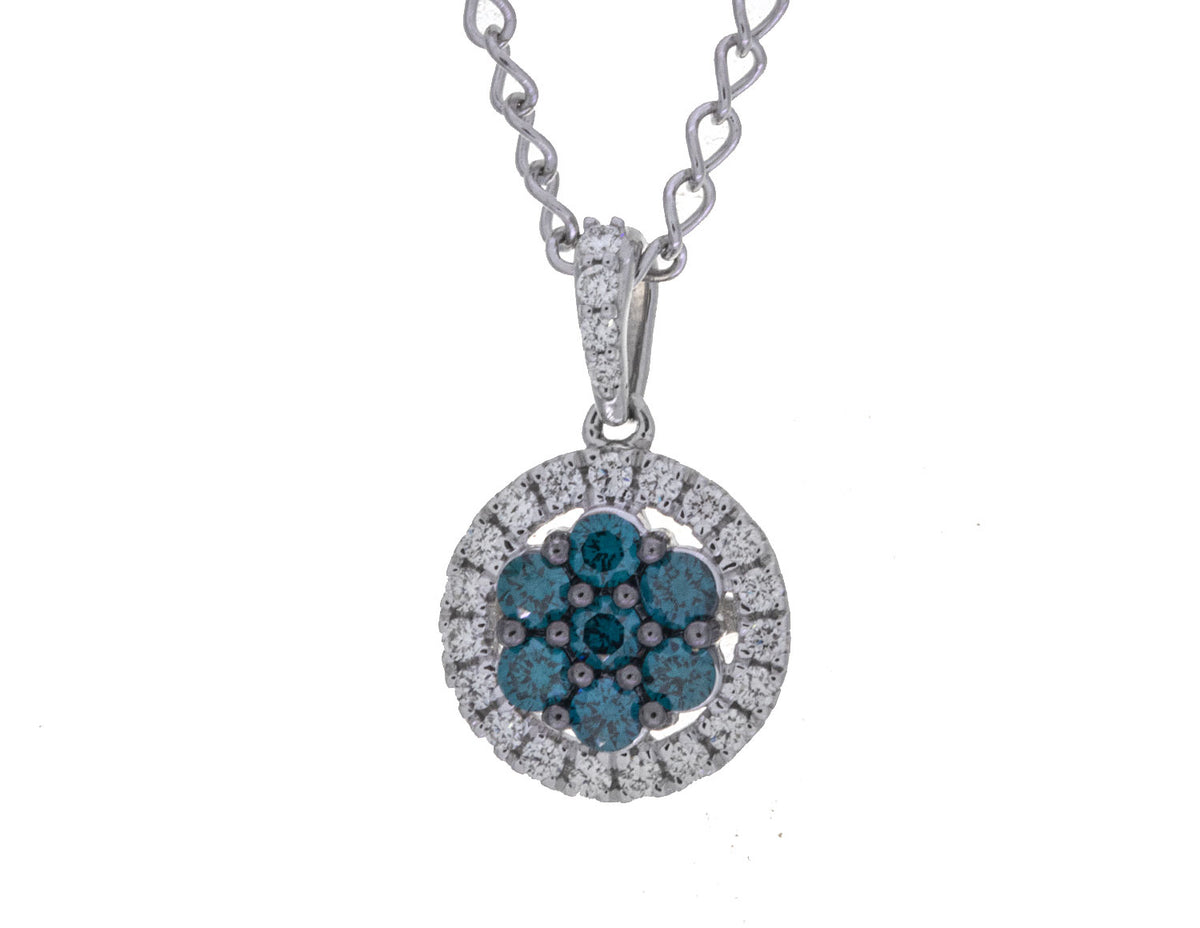 1/2ct. t.w. Blue and White Diamond Drop Pendant in 14K White Gold