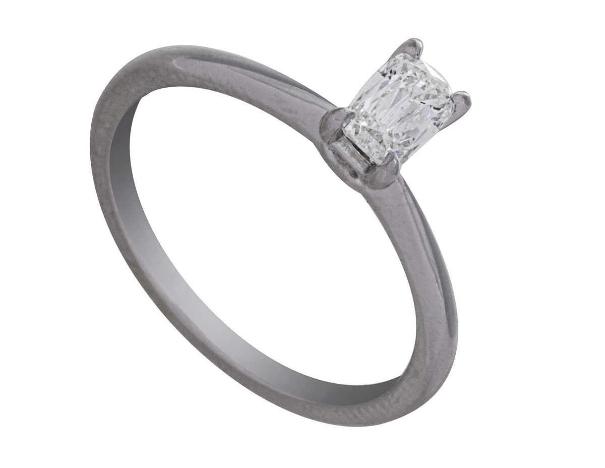 1/2ct. Kessler Emerald Cut Solitaire Diamond Engagement Ring in 14K White Gold