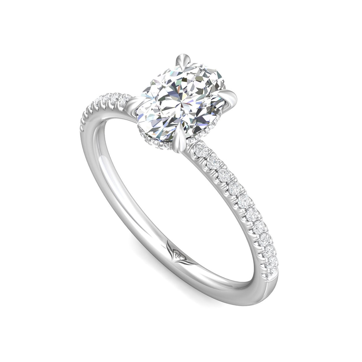1/5ct. t.w. Oval Cut Diamond Engagement Ring in 14K White Gold