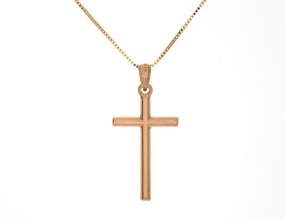 Small Polished 3D Cross Pendant in 14K Yellow Gold