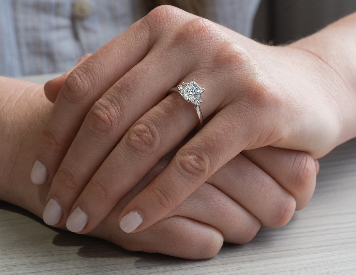 2 1/2ct. t.w. Radiant Cut Newborn Lab Created Diamond Engagement Ring in 14K White Gold