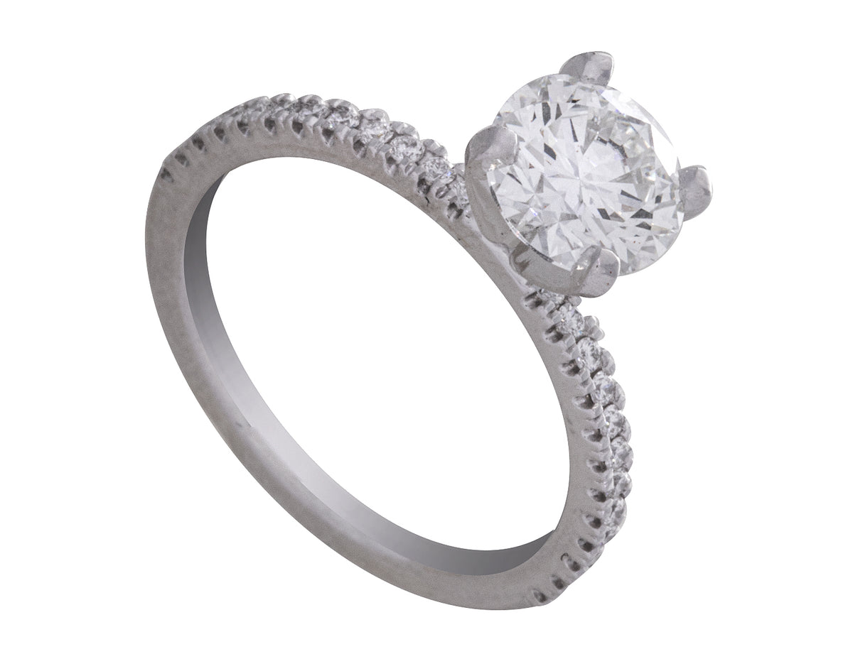 1 7/10ct. t.w. Round Cut Newborn Lab Created Diamond Engagement Ring in 14K White Gold