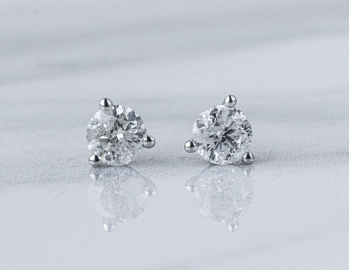 3/4ct. t.w. Martini 3-Prong Diamond Stud Earrings in 14K White Gold