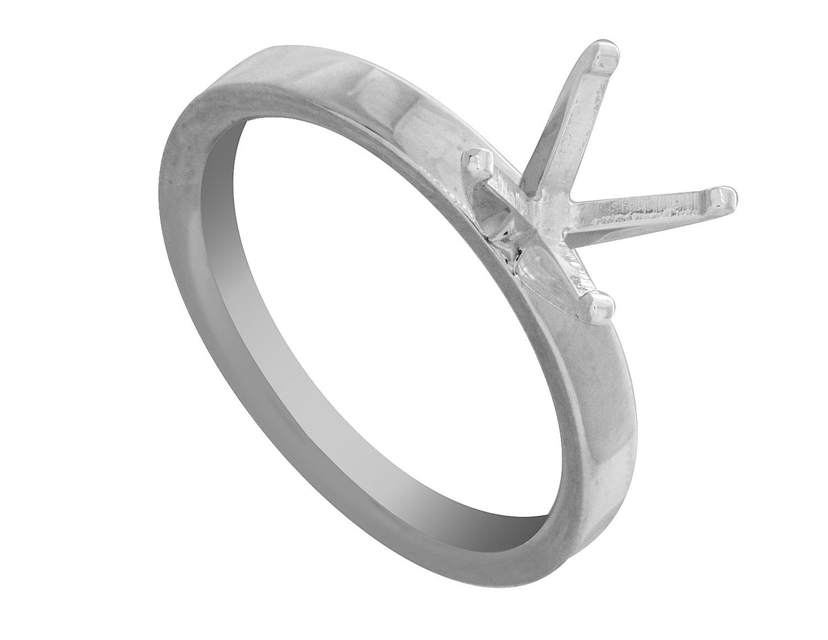 3mm Flat Solitaire Engagement Ring in 14K White Gold