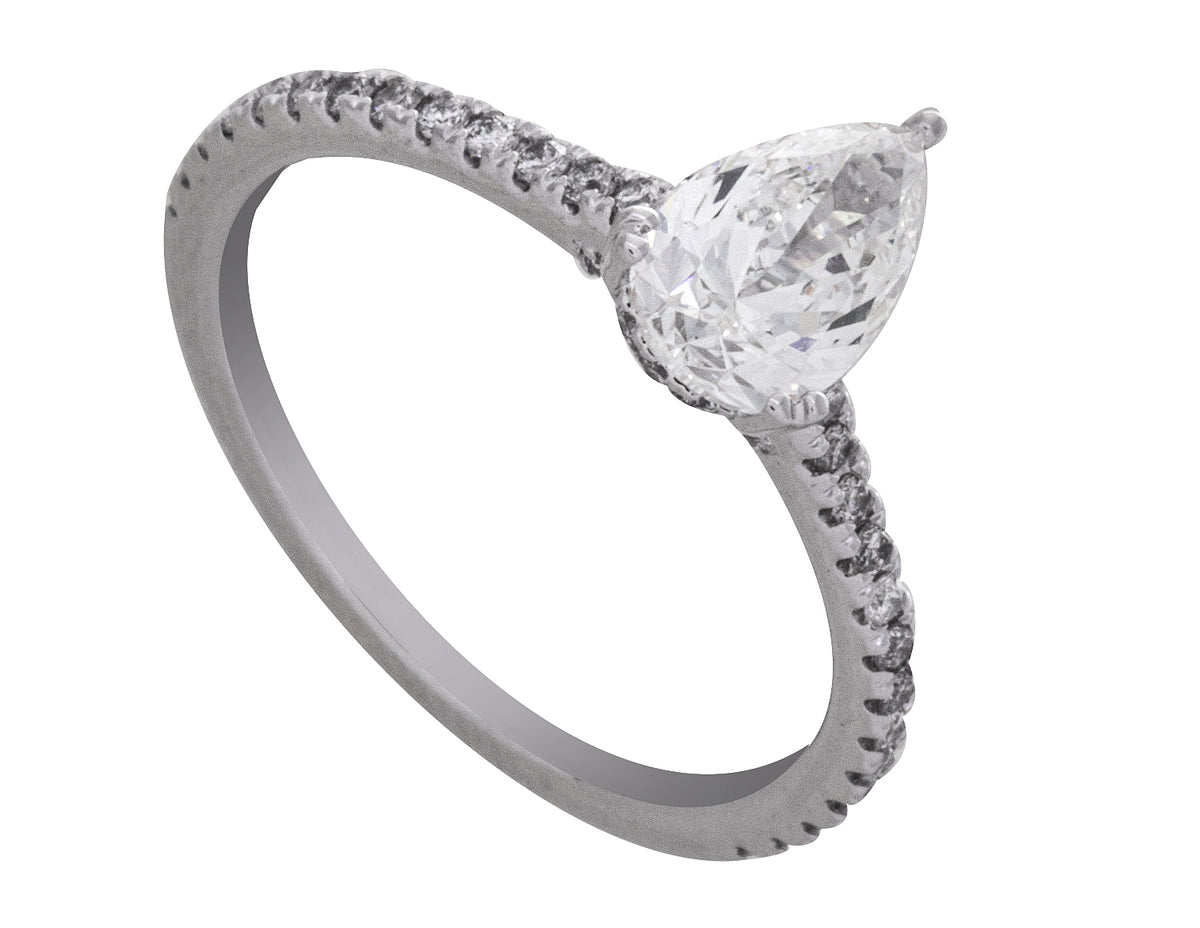 1 1/4ct. t.w. Pear Cut Diamond Engagement Ring in 14K White Gold
