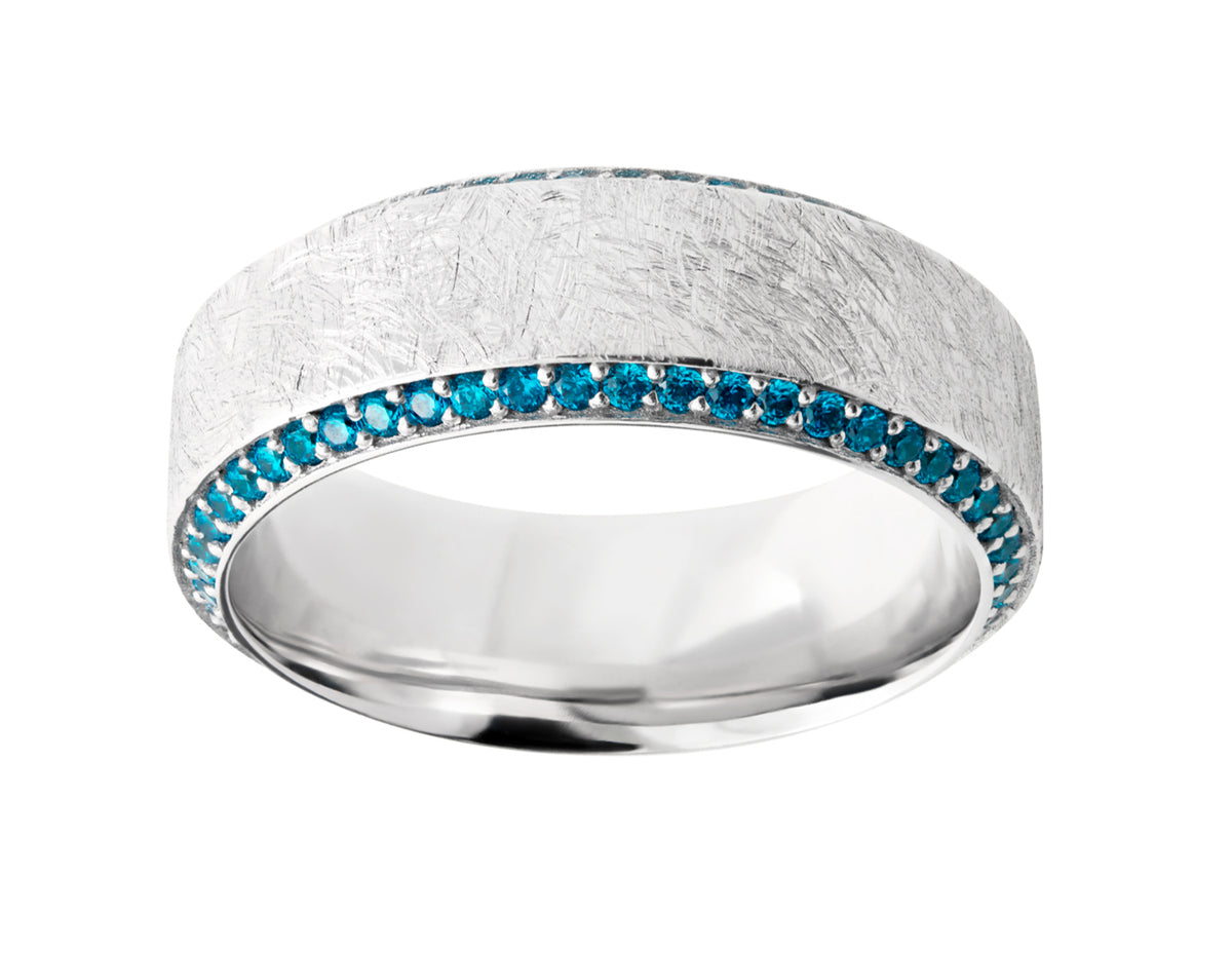 1ct. t.w. Irradiated Ocean Blue Diamond Men's Wedding Ring in 14K White Gold