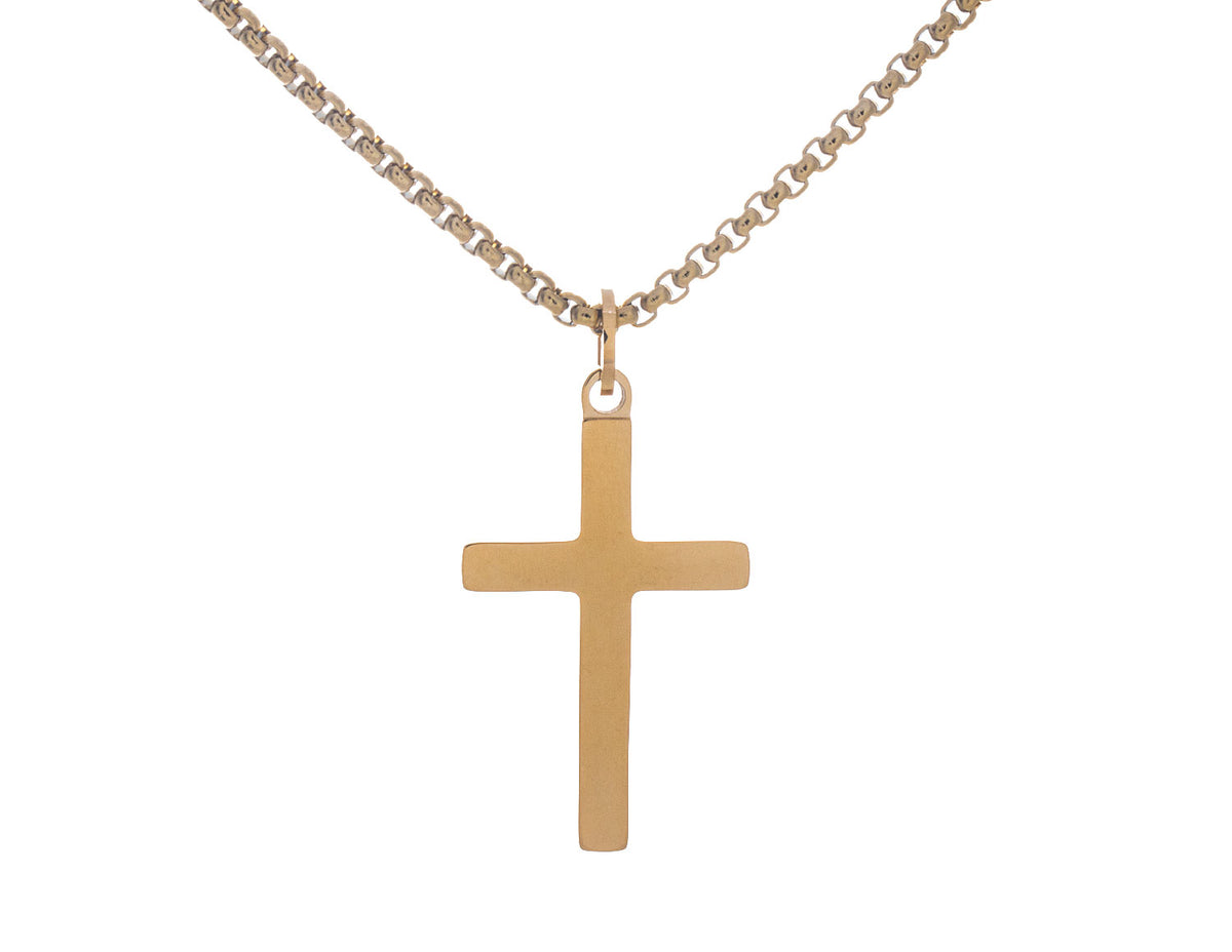 33mm Polished Cross Pendant in Gold Plated Stainless Steel