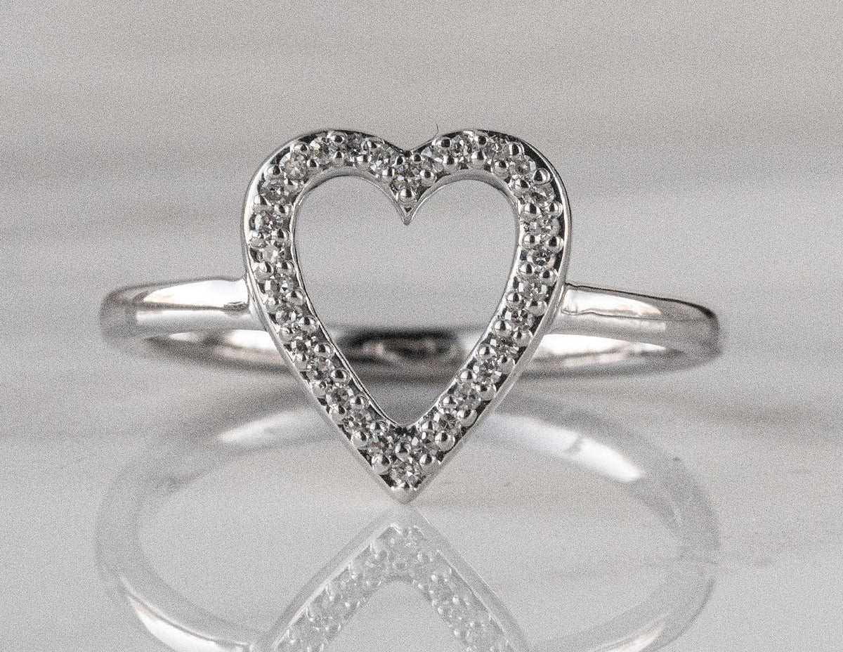 1/10ct. t.w. Diamond Heart Promise Ring in Sterling Silver