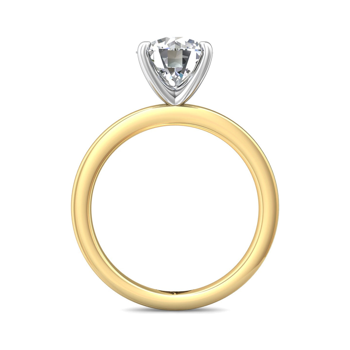 2mm Solitaire Engagement Ring in 14K Yellow and White Gold