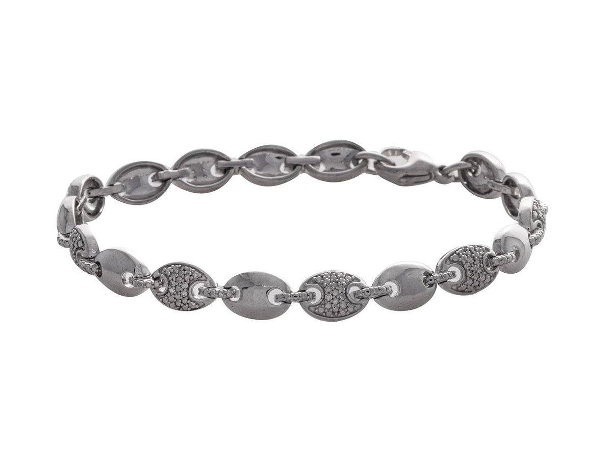 1/10ct. t.w. Diamond Mariner Link Bracelet in Sterling Silver