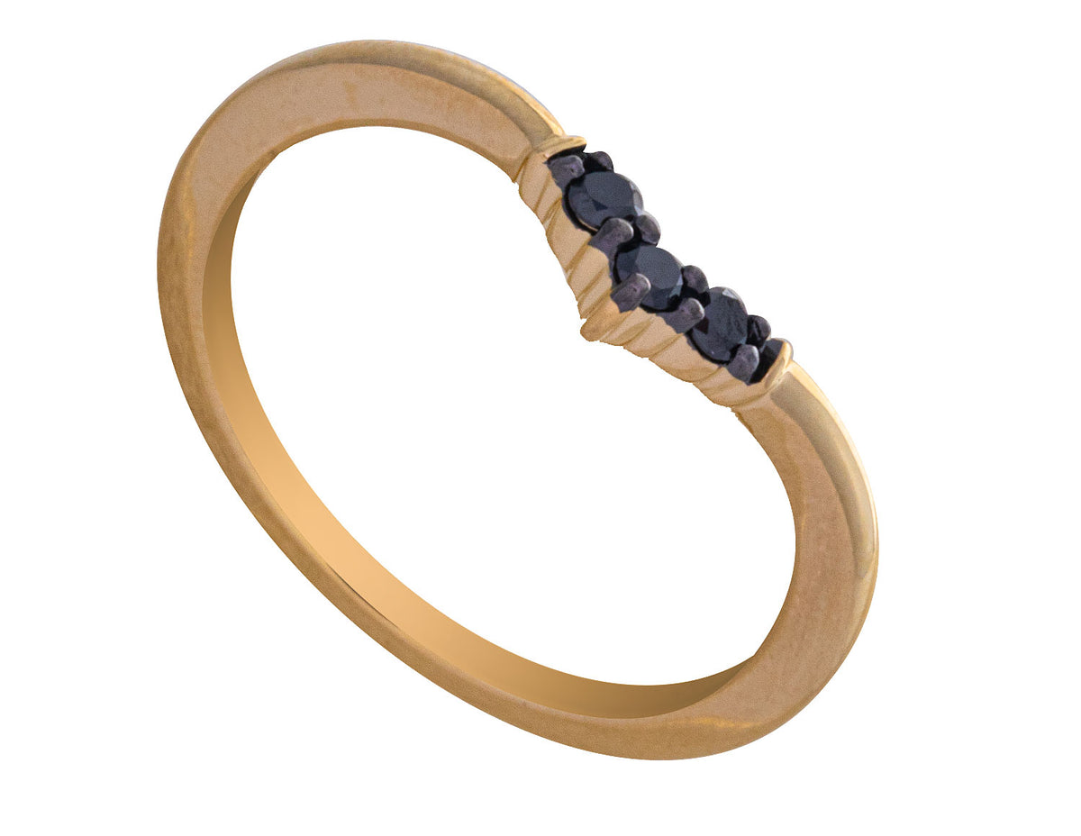 1/10ct. t.w. Chevron Black Diamond Anniversary Ring in 14K Yellow Gold