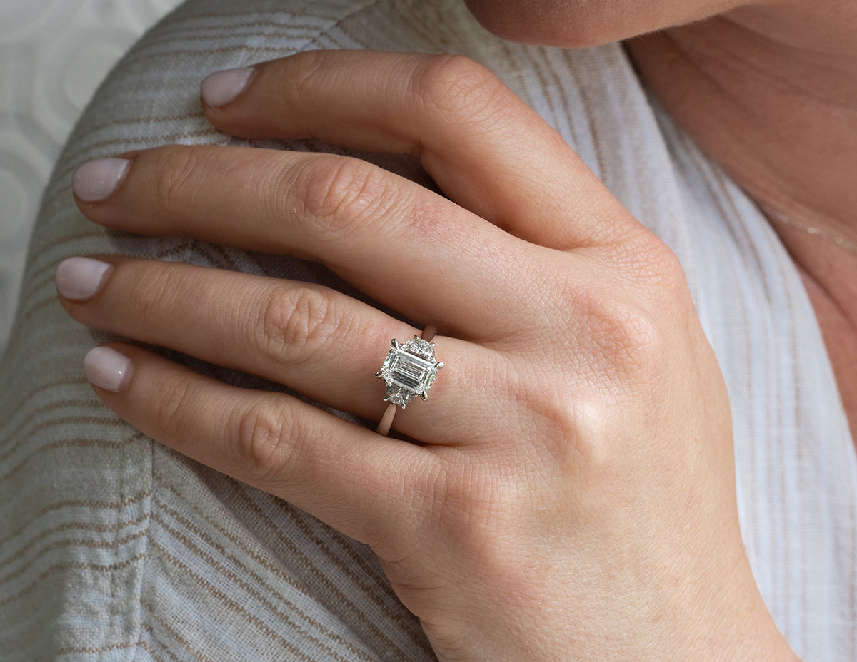 2 1/2ct. t.w. Emerald Cut Newborn Lab Created Diamond Engagement Ring in 14K White Gold