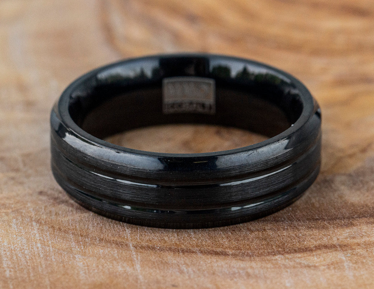 7mm Men's Wedding Band in Black Cobalt Chrome