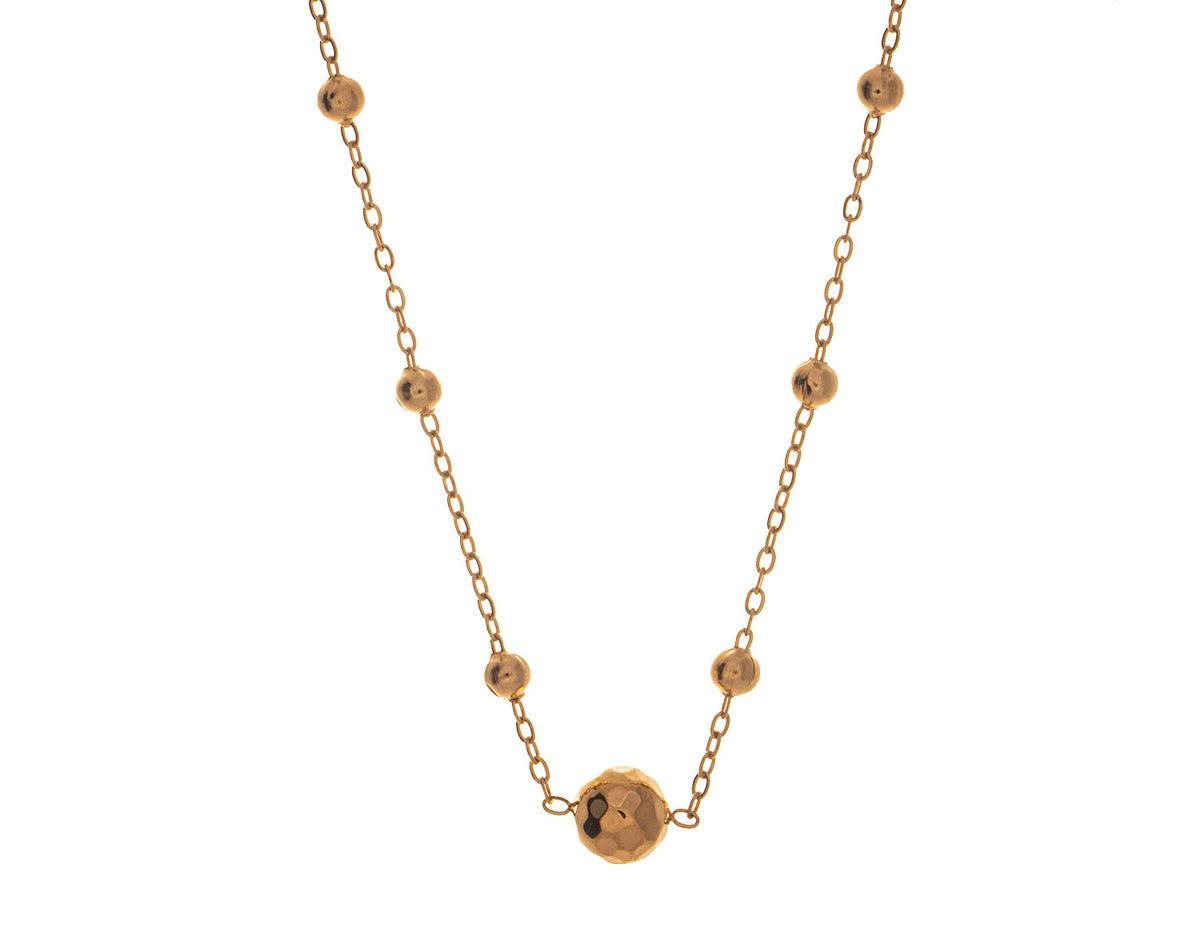 Stainless Steel/Gold-IP 3mm Ball Stations Necklace