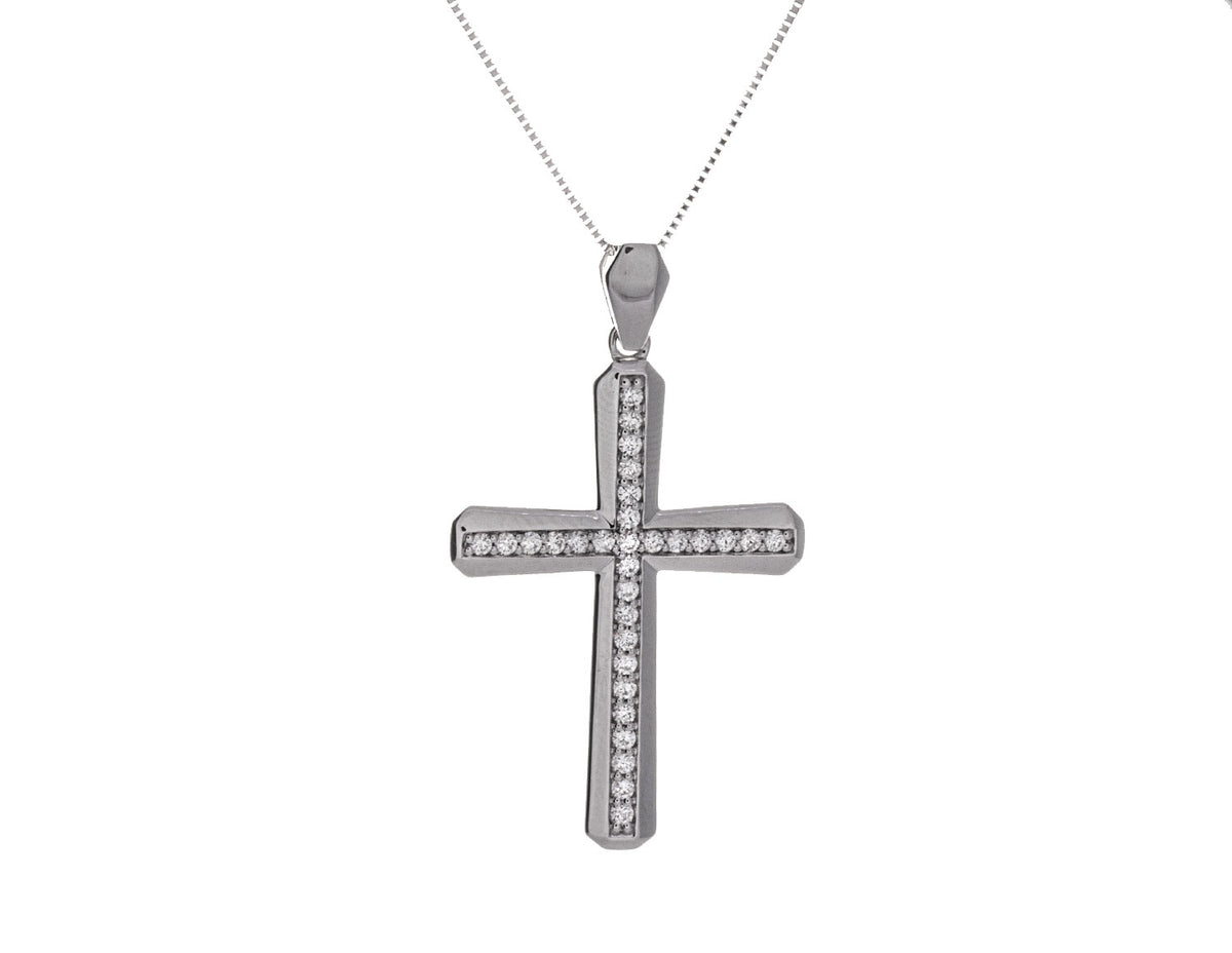 1/2ct. t.w. Diamond Cross Pendant in Sterling Silver