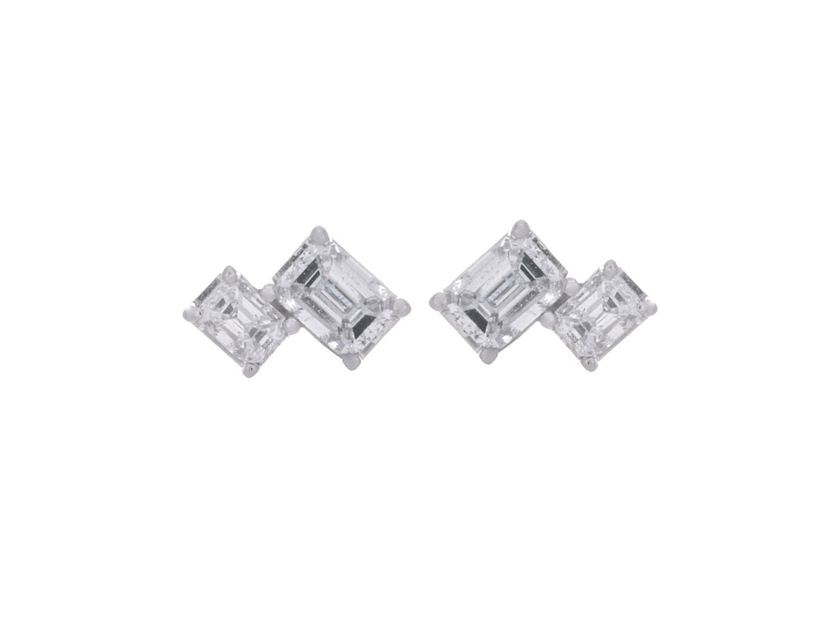 5/8ct. t.w. Emerald Cut Diamond Stud Earrings in 14K White Gold