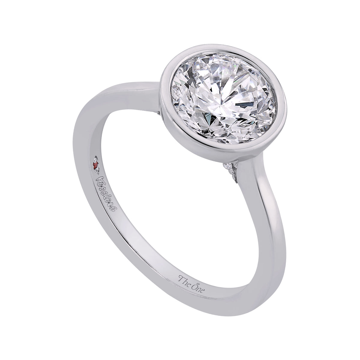 Bezel Set Round Solitaire Engagement Ring in 14K White Gold