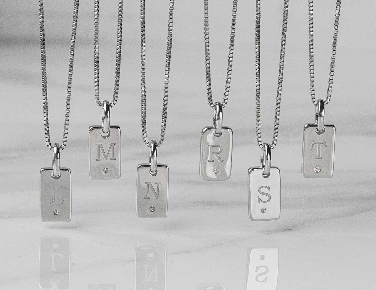 .01ct. Laser Initial "L" Pendant in Sterling Silver