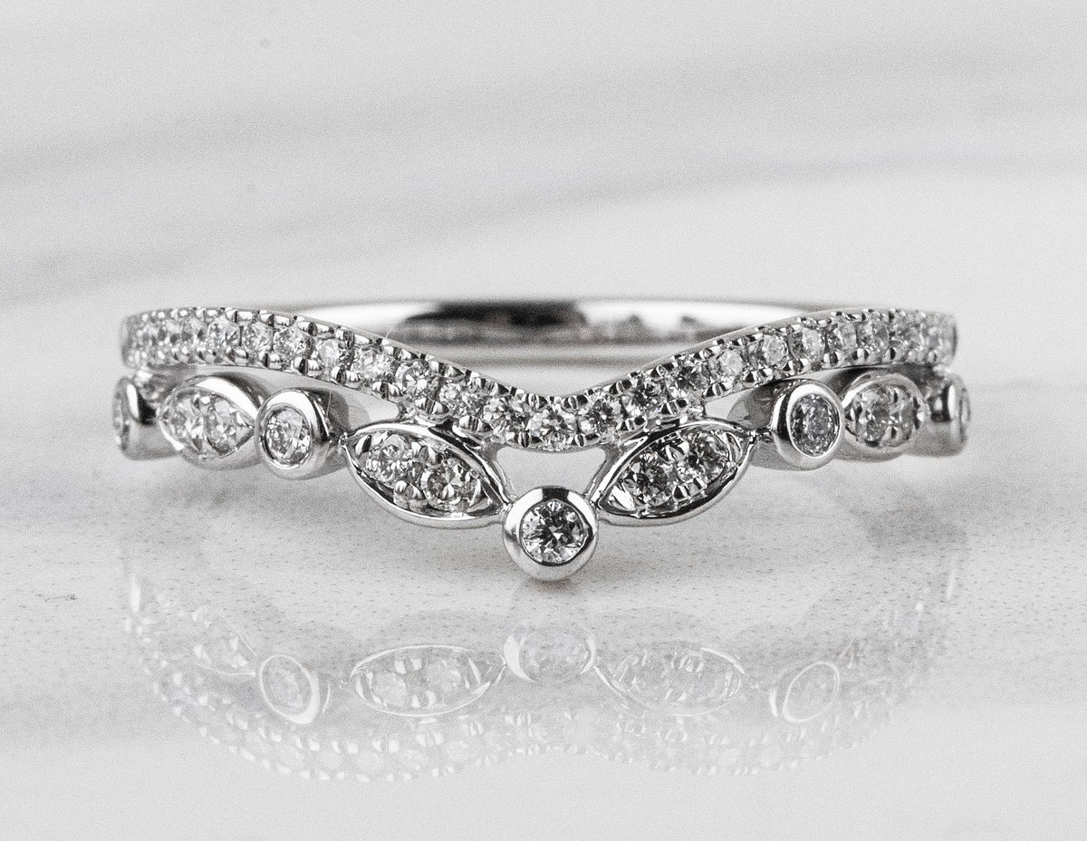 1/4ct. t.w. Diamond Vintage Style Wedding Ring in 14K White Gold